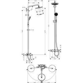 Hansgrohe Croma Showerpipe 220 1jet mit Wannenthermostat (27223000)