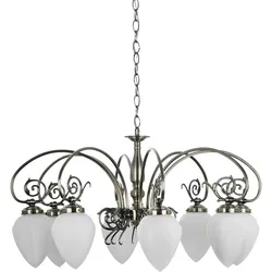 SPOT LIGHT Kronleuchter "Bossa", weiß, Ø 11,50cm H: 121,00cm, Lampen, Kronleuchter aus Metall und Glas für den Wohn- und Essbereich