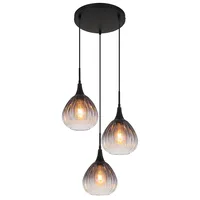 GLOBO Hängelampe Pendelleuchte Esstischlampe Rauchglas 3 flammig Wohnzimmerlampe 120cm