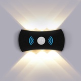 Elitlife LED Wandleuchte mit Bewegungsmelder Außenleuchte 6W IP65 Wasserdichte Wandbeleuchtung Modern Up Down Aussenleuchte Aluminium Außenwandleuchten Wandlampe Innen/Aussen(Schwarz,Warmweiß)