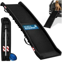 CADOCA CADOCA® Hunderampe klappbar 90kg kompakt 156x40cm Tragegriff Sicherungsbügel Reflektoren Trinknapf Hund Katze rutschfest leichte Einstiegshilfe