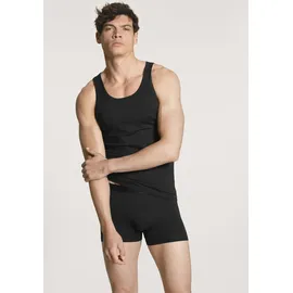 CALIDA Tanktop "Natural Benefit", Herren, Gr. XL (56), schwarz, Single Jersey, Obermaterial: 94% Baumwolle, 6% Elasthan, unifarben, normal hüftbedeckend, Rundhals, Tops Tanktop, Rundhals-Ausschnitt, weich, Baumwoll-Mix, Single Jersey Qualität