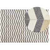 Teppich Kuhfell grau / beige 140 x 200 cm Patchwork Kurzflor BAGGOZE