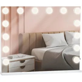 deluke Schminkspiegel ELSA mit Licht 80x16x68cm, Kunststoff, Weiß Hollywood Speigel Kosmetikspiegel Make-Up-Spiegel