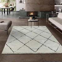 The CarPET Teppich Bahar Shaggy, rechteckig, Höhe: 30 mm beige|schwarz rechteckig | 80 cm x 150 cm x 30 mm