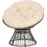 Papasansessel Korbsessel Sessel Liegeschale Mit Sitzpolster 360 Grad Kunstrattan Metallrahmen 87 X 97 X 86 Cm Creme