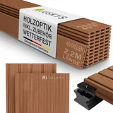 Juskys Terrassendiele 220 cm teak