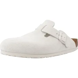 Birkenstock Boston Suede Holzschuhe Antique White 40