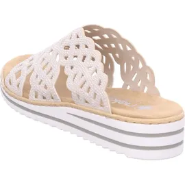 Rieker Damen Pantolette breiter Riemen mit Strass schmale Weite V0689, Größe:41 EU, Farbe:Beige - Beige - 41