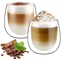 glastal 250ml Doppelwandige Latte Macchiato Gläser Set Borosilikatglas Kaffeetassen Glas 2er Set Kaffeeglas Teegläser für Espresso,Cappuccino,Latte,Iced Americano,Tee,EIS,Milch,Saft