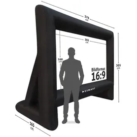 eSmart PUBLIC AIR 16 Aufblasbare Outdoor Leinwand 302 x 168 cm (135") 16:9 Beamer & Kino Leinwand mit Luftgebläse | Front- | Rückprojektion
