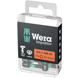 WERA 867/1 IMP DC TORX® DIY Impaktor Bits, TX 20 x 25 mm, 10-teilig