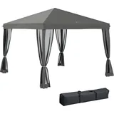 Outsunny Faltpavillon Pavillon Faltzelt 3x3m mit Seitenwänden inkl. Tragetasche Metall und Oxford hellgrau und schwarz für Garten und Veranstaltungen   Aosom.de