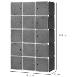 Homcom DIY Kleiderschrank Regalsystem 111 x 47 x 183 cm Schwarz
