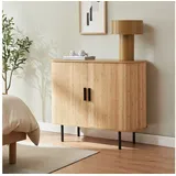 [en.casa] Beistellschrank Tvedestrand 100 x 40 x 80 cm Natur/Schwarz