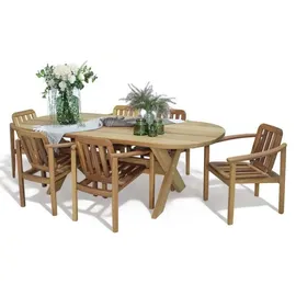 aea Holztisch-Set 7-tlg. Braun