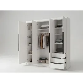 A&J MöbelLand Drehtürenschrank KLARI 200 x 215 x 59,5 cm Silberfarben