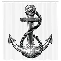 ABAKUHAUS Duschvorhang Anker 175 x 220 cm schwarz und