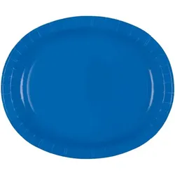8 ovale Teller blau