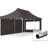 TOOLPORT Faltzelt Professional 3x6 m - mit 2 Seitenteilen (Panoramafenster) Faltpavillon ALU Pavillon Partyzelt grau