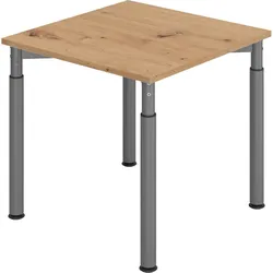 bümö höhenverstellbarer Schreibtisch 80x80 cm in Asteiche, Gestell graphit - PC Tisch höhenverstellbar & klein, höhenverstellbarer Tisch Büro,