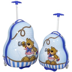 HTI-Living Kofferset »Kinder-Kofferset 2 tlg. Trolley-Set Teddy Junge«, 2 Rollen, (2 tlg), Kofferset Reisegepäck blau