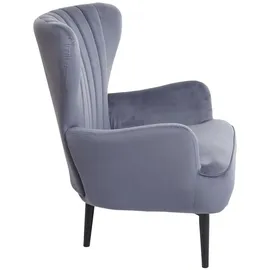Mendler Lounge-Sessel HWC-K37, Cocktailsessel Polstersessel Sessel, Samt (280g/m2) ~ grau