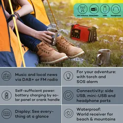 Patagonia DAB+ Outdoor-Radio DAB / DAB+ / FM Kurbelaufladung USB   SOS-Alarm wasserdicht Rot