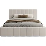 FEDVE Polsterbett Doppelbett Handorf Schlafzimmer Bett 140x200 Creme (Anthology 01) - Creme