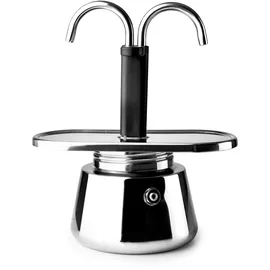 Ibili - Mini Express Kaffeemaschine, 2 Tassen, 2 x 45 ml, Edelstahl, induktionsgeeignet, Grau