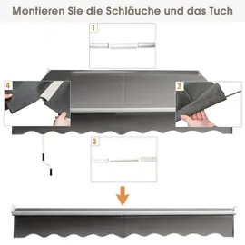 Costway Markise mit Sonnenschutz 200 x 250 cm grau