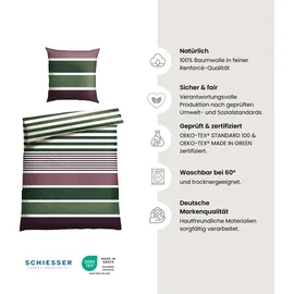 SCHIESSER Bettwäscheset Smarell - Renforcé - 2-teilig - 155 x 220 cm - Grün