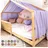 lilimaus Hausbett Himmel mit Gold Applikation [in 12 Farben] Betthimmel Hausbett aus 100% Baumwolle Musselin - Stoffhimmel für Hausbett Deko Mädchen & Jungen - Himmel für Hausbett Kinderbett Vorhang