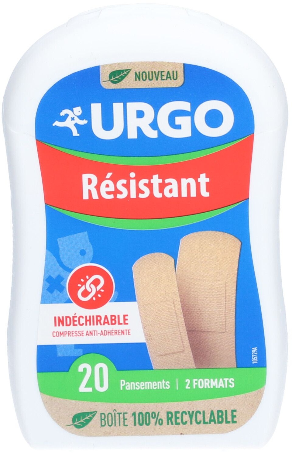 URGO Résistant - Pansement prédécoupé, support tissu élastique, 2 formats pansement(s)