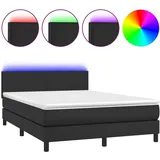 vidaXL Boxspringbett mit Matratze & LED Schwarz 140x200 cm Kunstleder