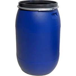 plasteo plasteo® 220 Liter Weithalsfass mit Deckel und Spannring Lebensmittelecht BPA-Frei