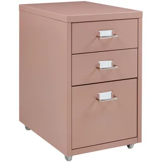 [en.casa] Rollcontainer, Hellbraun Metall, 3 Schubladen 28x48x41 cm, Arbeitszimmer, Container