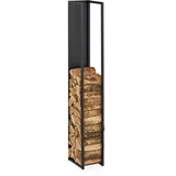 Relaxdays Kaminholzregal Metall, Brennholzregal hoch, für Feuerholz, Stapelholz, Brennholz, HBT: 157x23,5x30 cm, schwarz