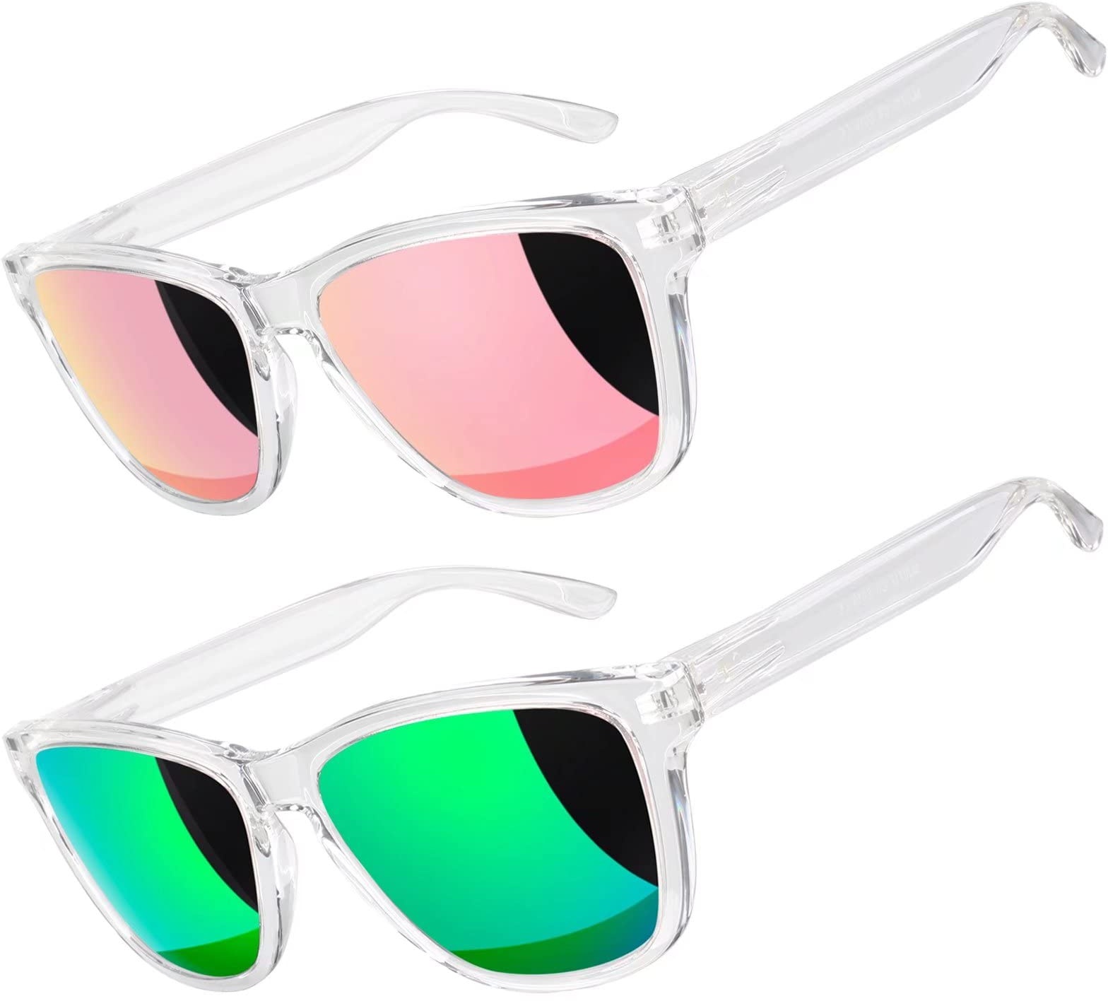 LINVO Sonnenbrille Herren Damen Polarisiert UV400 Klassisch Retro Eckig Sonnenbrille Verspiegelt für Fahren Angeln CAT 3 CE - M