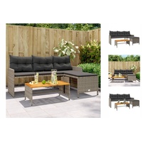 vidaXL Gartenbank Gartensofa in L-Form mit Tisch und Kissen Grau Polyrattan grau