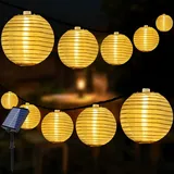Hopelit Solar Lichterkette Aussen, Solar Lampions Außen Wetterfest 8M 30 LED, Lampions Solar mit 8 Modi Timer Speicherfunktion, Lichterkette Außen Solar Laterne Für Terrasse Hochzeit,Warmweiß