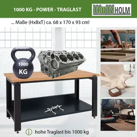 Trutzholm Werkbank Stahl 170 x 69 cm anthrazit freistehend