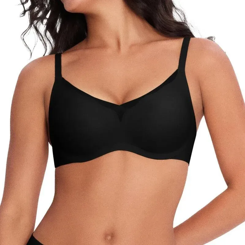 ubras-Mesh-BH mit Wellenhalsstütze - Schwarz - S-9