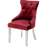 Riess Ambiente Eleganter Stuhl Castle Deluxe rot Samt mit Löwenkopf im Barock Design Esszimmerstuhl Stühle Chesterfield Look