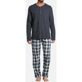 SCHIESSER Pyjama Night & Home Grau kariert / Blau 48