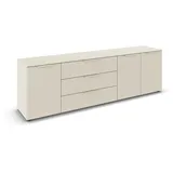 Rauch Kommode Türkommode Sideboard Kombikommode Flipp, beige (beige (champagner)), B:200cm H:61cm T:42cm, Holzwerkstoff, Sideboards, 3-türig 3 Schubladen und Soft-Close-Funktion