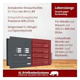 AL Briefkastensysteme 2er Premium Durchwurfbriefkasten Anthrazit