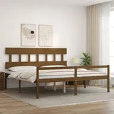 vidaXL Seniorenbett mit Kopfteil 200x200 cm Honigbraun Massivholz