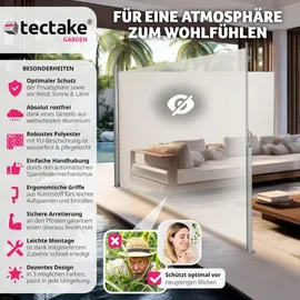 Tectake Aluminium Doppel Seitenmarkise 180 x 600 cm beige