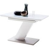 MCA Furniture Esstisch Galina, Bootsform in weiß mit Synchronauszug vormontiert, Sicherheitsglas weiß 120 cm x 76 cm x 80 cm
